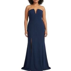 Dress the Population Fernanda Strapless A-Line Evening Gown Size XXL Blue Dress